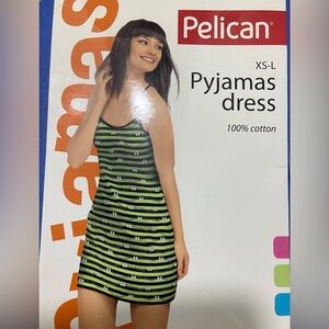 PELICAN (European Company) Blue and Black 100% Cotton Striped Dress/Sleepwear